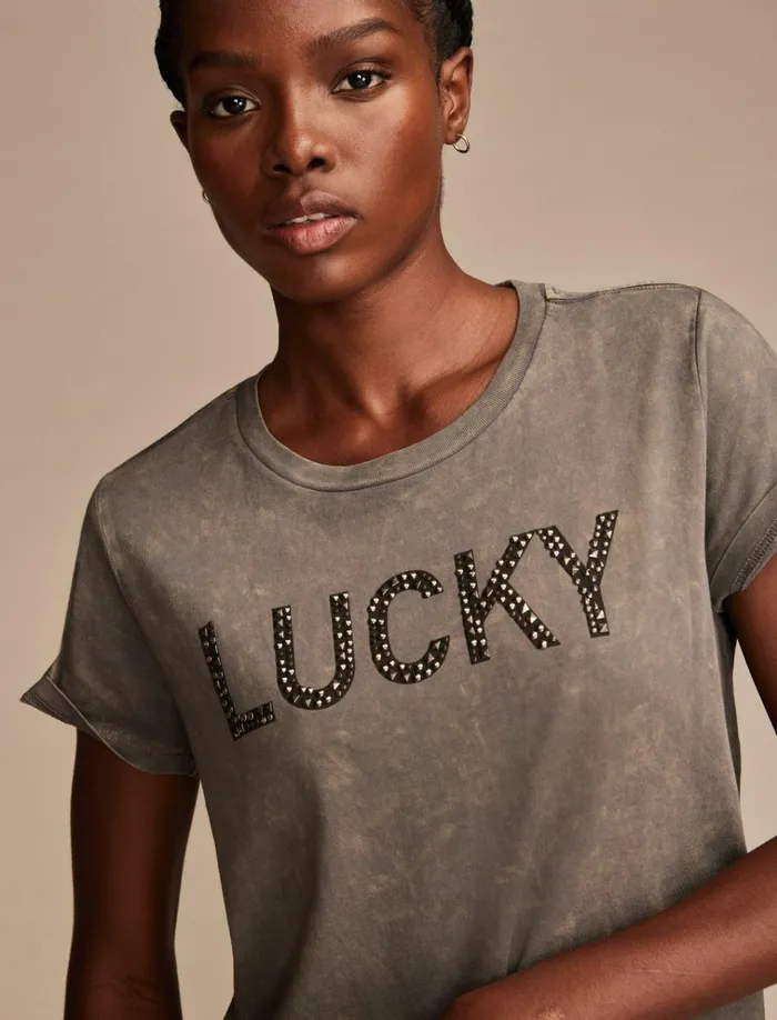Studded Lucky Classic Crew Castlerock Women Lucky Brand Graphic Tees