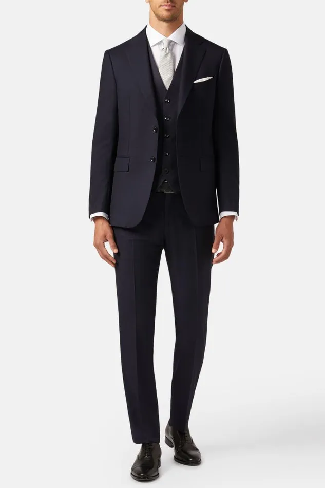 Suits Men Boggi Milano Navy Suit In Wool Pinstripe Navy Blue