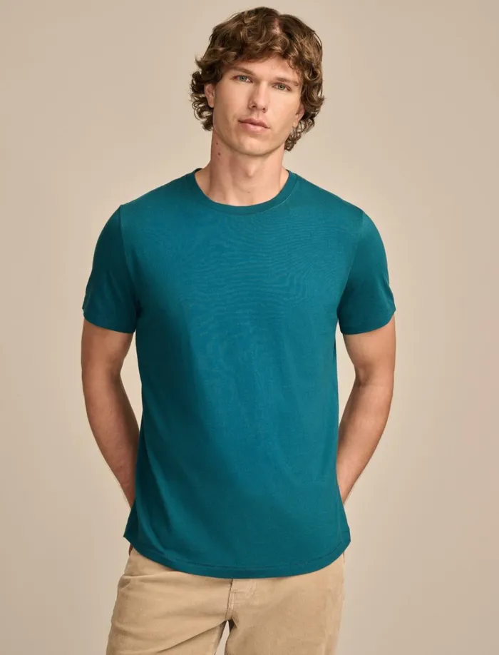 Supima Short Sleeve Crew Blue Coral Men Lucky Brand Shirts and Tops