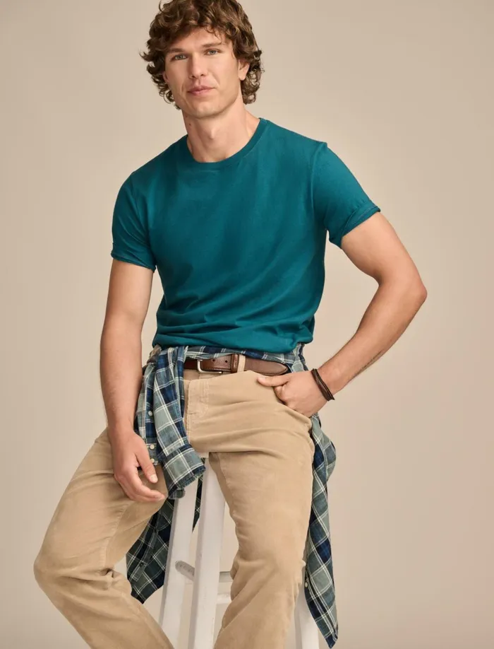 Supima Short Sleeve Crew Blue Coral Men Lucky Brand Shirts and Tops
