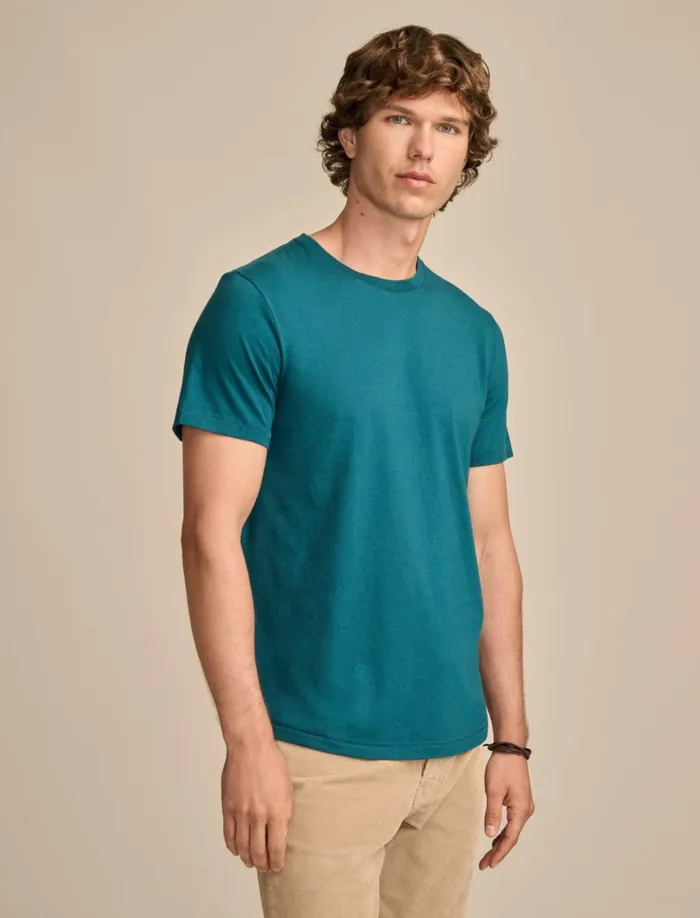 Supima Short Sleeve Crew Blue Coral Men Lucky Brand Shirts and Tops