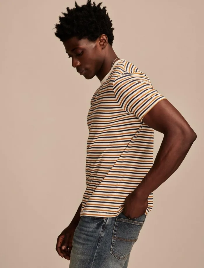 Supima Stripe Crew Multi Men Lucky Brand Shirts and Tops
