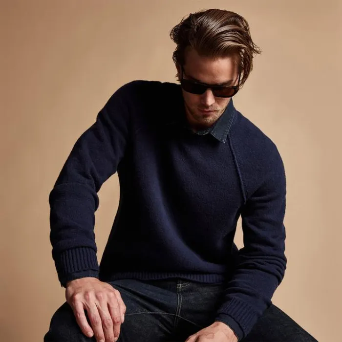 Sweaters Men James Perse Bayshore Cashmere Sweater Navy