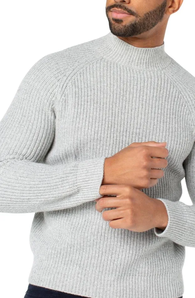 SWEATERS Men Liverpool Los Angeles SHAKER STITCH MOCK NECK SWEATER Light Grey Multi SWEATERS Men Liverpool Los Angeles SHAKER STITCH MOCK NECK SWEATER Light Grey Multi