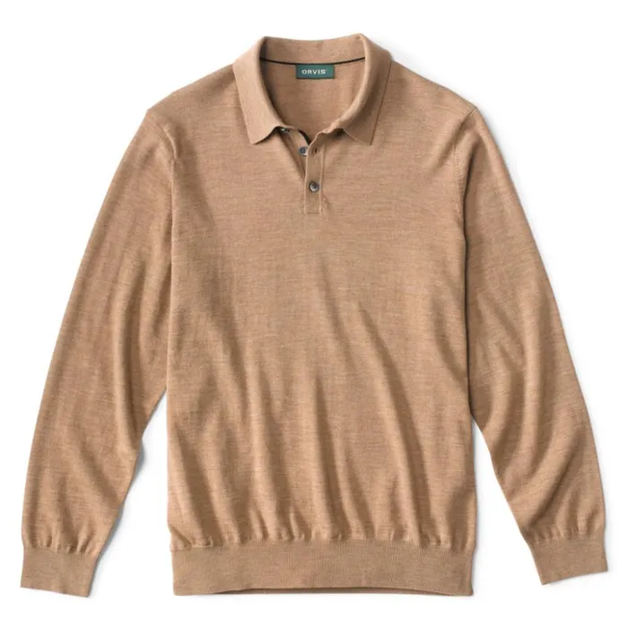 Sweaters Men Orvis Merino Collared Sweater Camel