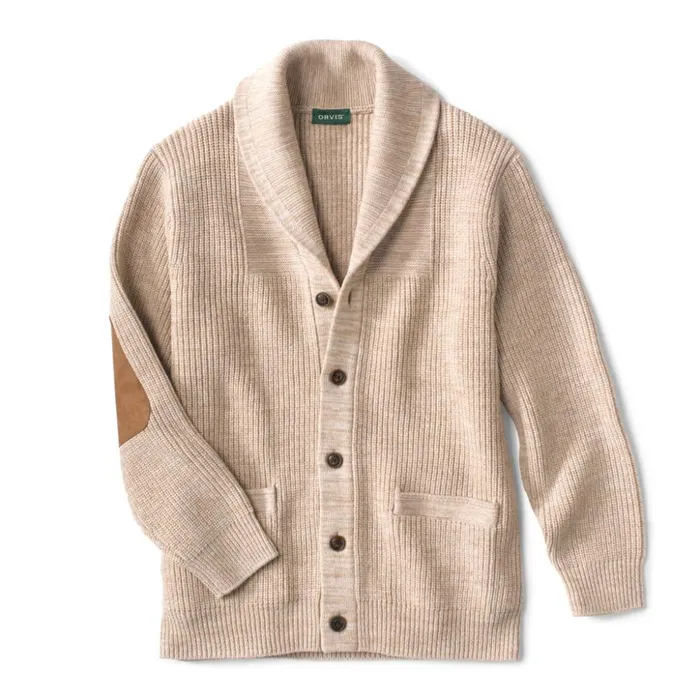 Sweaters Men Orvis Wool Shawl Cardigan Oatmeal