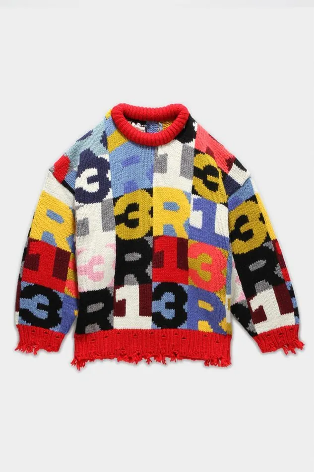 Sweaters R13 Women Oversized Chunky R13 Intarsia Sweater