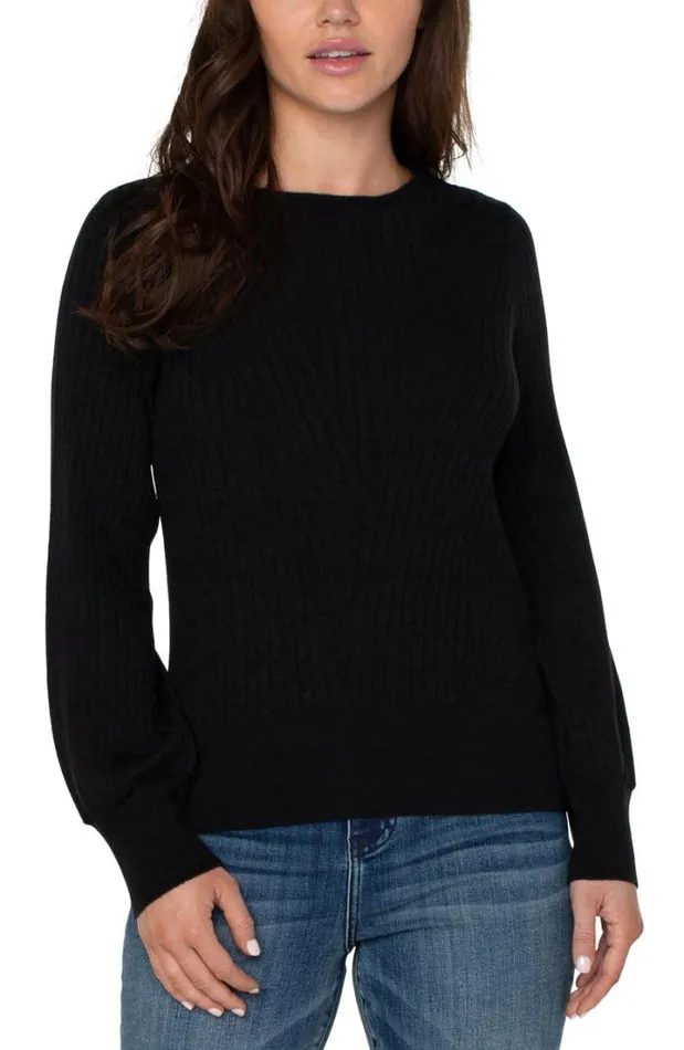 SWEATERS Women Liverpool Los Angeles CREW NECK SWEATER WITH TRANSFER RIB DETAIL Black SWEATERS Women Liverpool Los Angeles CREW NECK SWEATER WITH TRANSFER RIB DETAIL Black