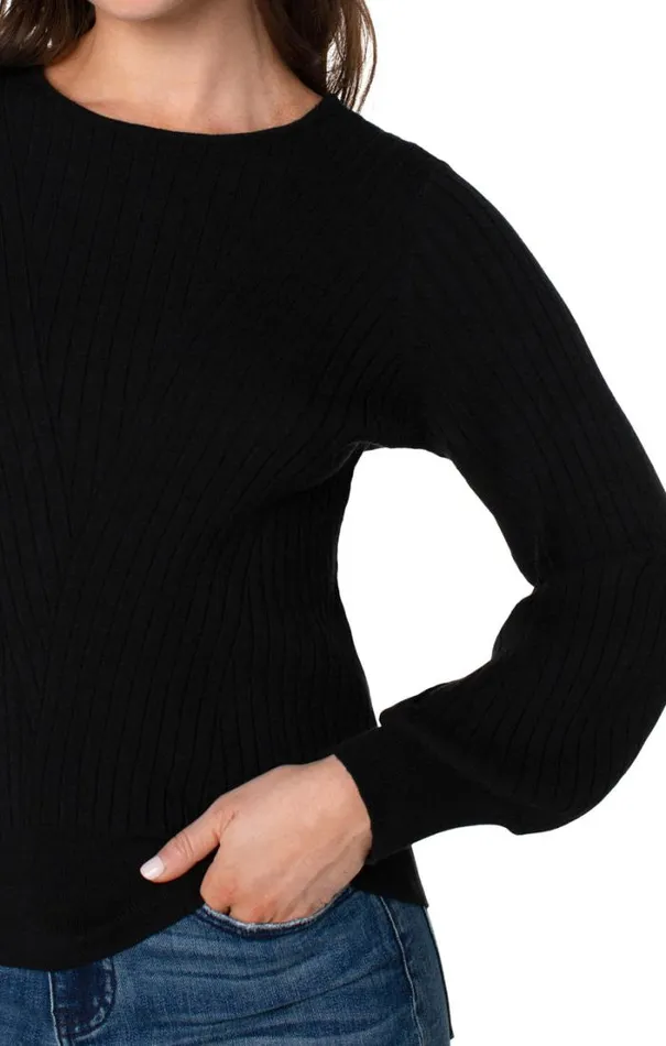 SWEATERS Women Liverpool Los Angeles CREW NECK SWEATER WITH TRANSFER RIB DETAIL Black