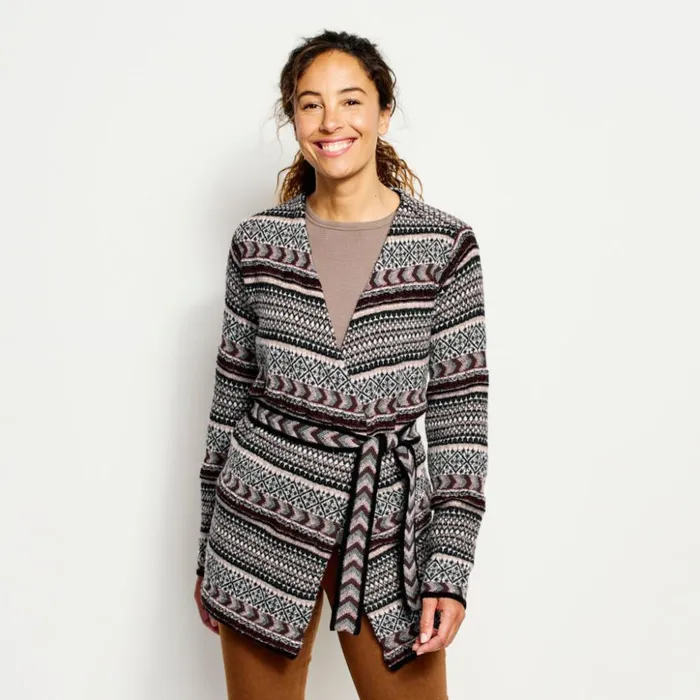 Sweaters Women Orvis Stowe Wrap Cardigan Naturalredwood Multi