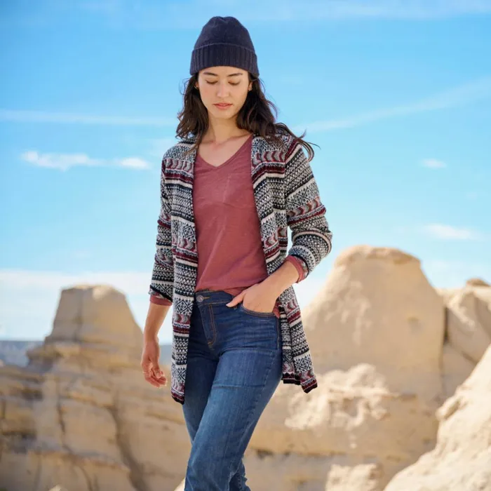 Sweaters Women Orvis Stowe Wrap Cardigan Naturalredwood Multi