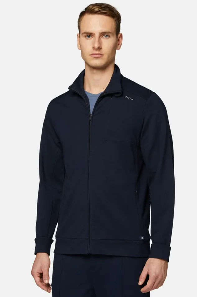 Sweatshirts And Joggers Men Boggi Milano FullZip Sweatshirt In Stretch Technical Interlock Navy Blue Sweatshirts And Joggers Men Boggi Milano FullZip Sweatshirt In Stretch Technical Interlock Navy Blue