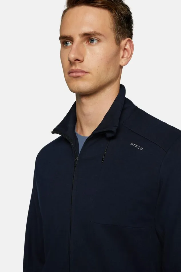Sweatshirts And Joggers Men Boggi Milano FullZip Sweatshirt In Stretch Technical Interlock Navy Blue Sweatshirts And Joggers Men Boggi Milano FullZip Sweatshirt In Stretch Technical Interlock Navy Blue