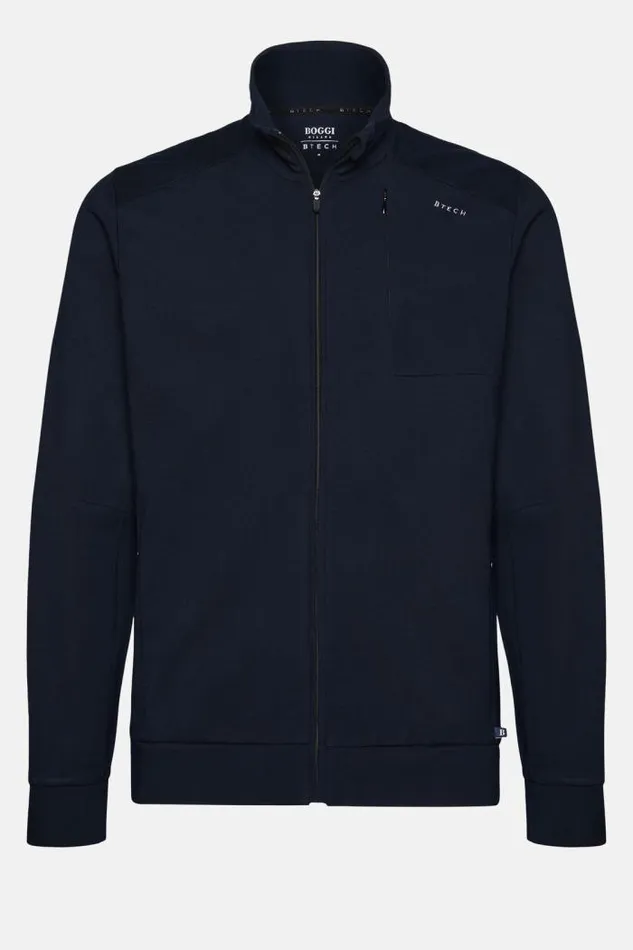 Sweatshirts And Joggers Men Boggi Milano FullZip Sweatshirt In Stretch Technical Interlock Navy Blue Sweatshirts And Joggers Men Boggi Milano FullZip Sweatshirt In Stretch Technical Interlock Navy Blue