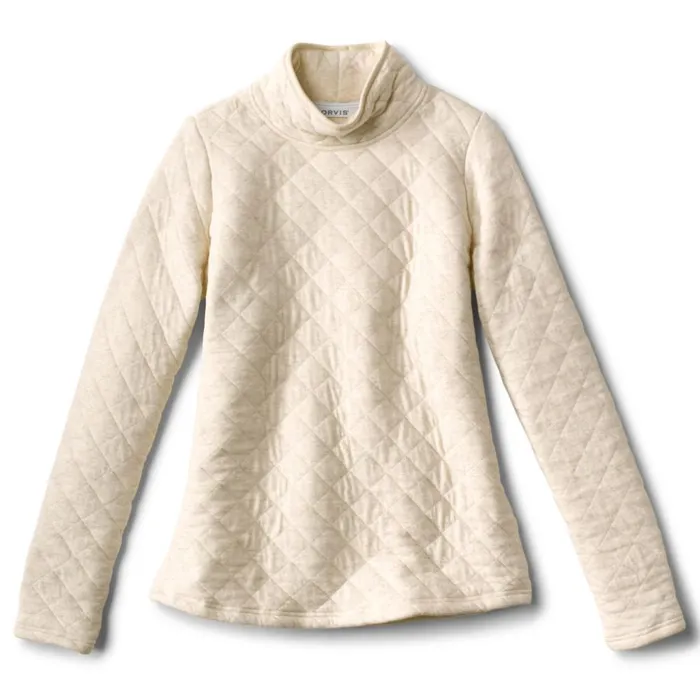 Sweatshirts Women Orvis Quilted Turtleneck Sweatshirt Oatmeal Heather
