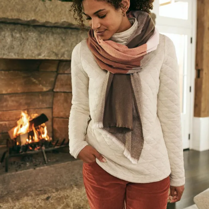 Sweatshirts Women Orvis Quilted Turtleneck Sweatshirt Oatmeal Heather