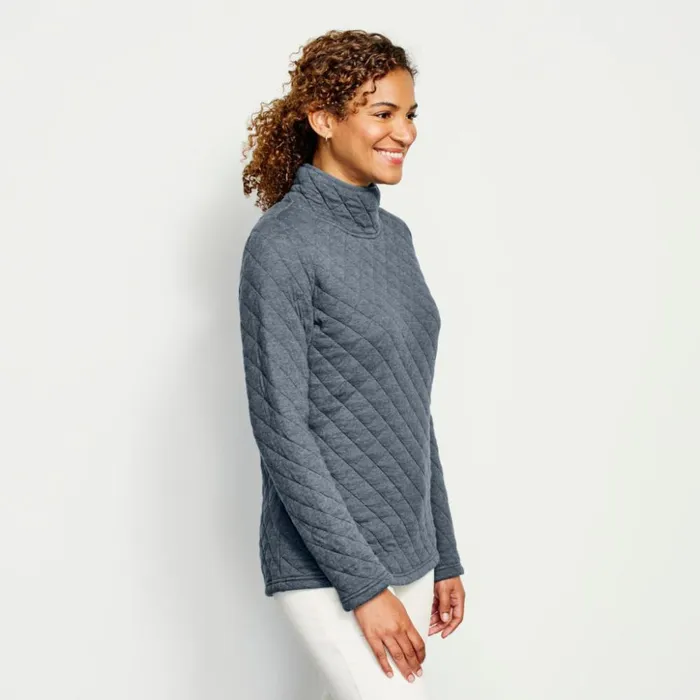 Sweatshirts Women Orvis Quilted Turtleneck Sweatshirt Oatmeal Heather