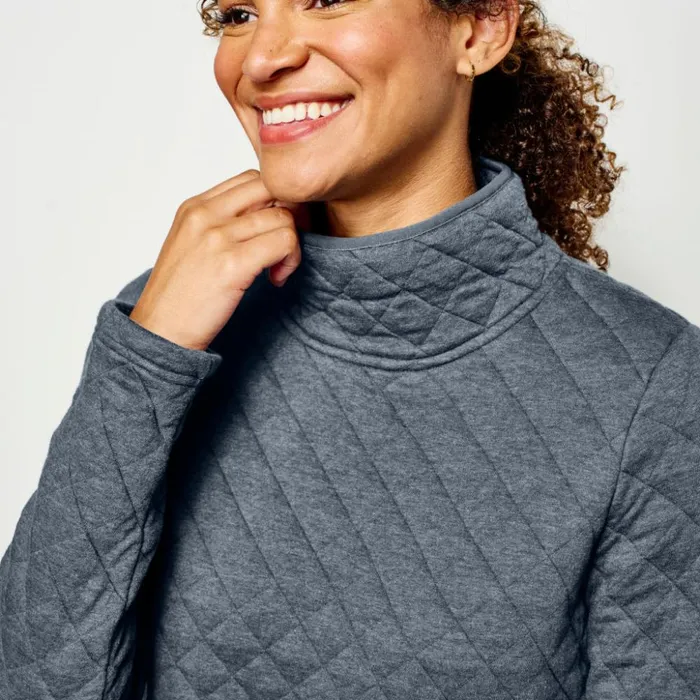 Sweatshirts Women Orvis Quilted Turtleneck Sweatshirt Oatmeal Heather