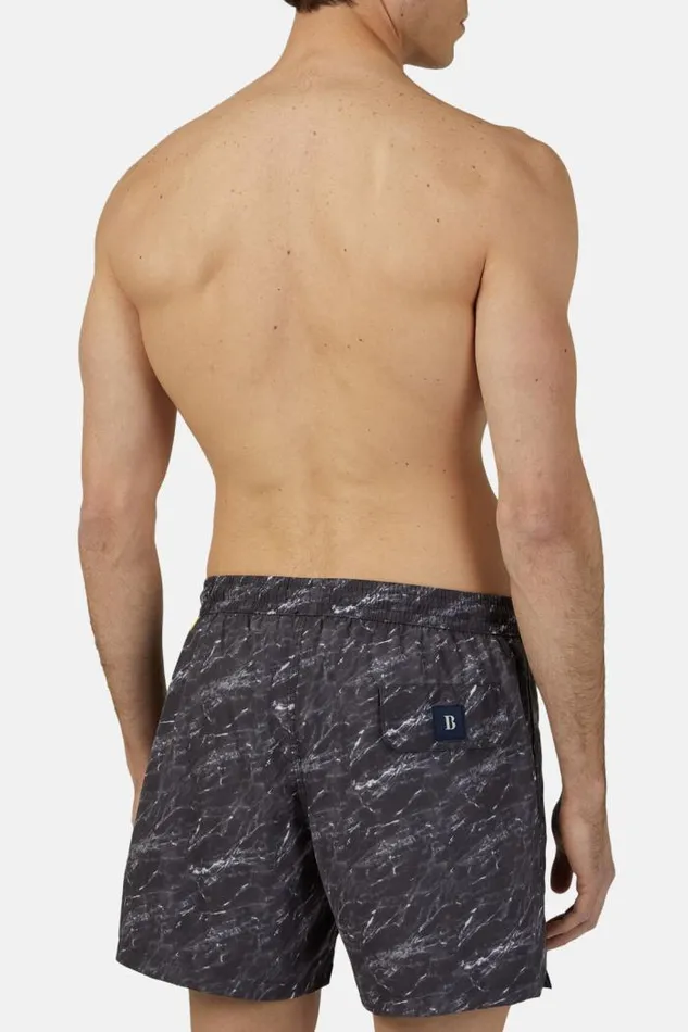 Swim Shorts Men Boggi Milano Swimsuit With Marble Effect Print Black Swim Shorts Men Boggi Milano Swimsuit With Marble Effect Print Black
