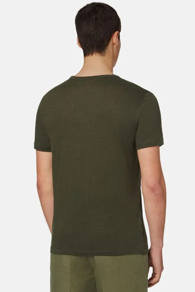 TShirts Men Boggi Milano TShirt In Stretch Linen Jersey Military Green TShirts Men Boggi Milano TShirt In Stretch Linen Jersey Military Green