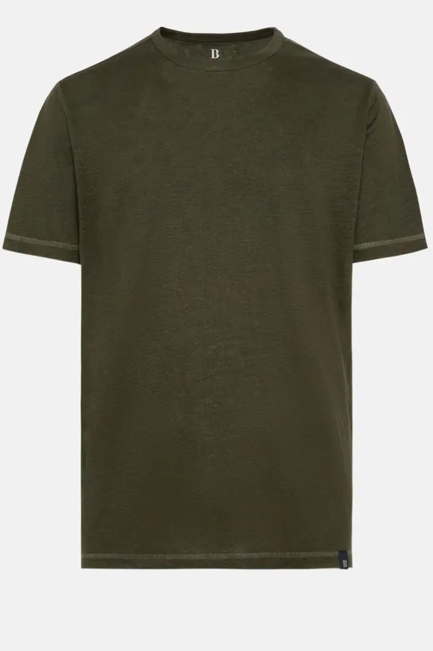 TShirts Men Boggi Milano TShirt In Stretch Linen Jersey Military Green TShirts Men Boggi Milano TShirt In Stretch Linen Jersey Military Green