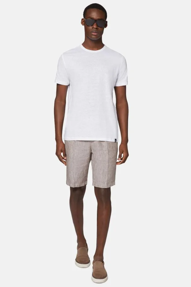 TShirts Men Boggi Milano TShirt In Stretch Linen Jersey White