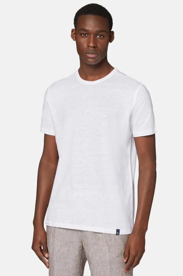 TShirts Men Boggi Milano TShirt In Stretch Linen Jersey White TShirts Men Boggi Milano TShirt In Stretch Linen Jersey White