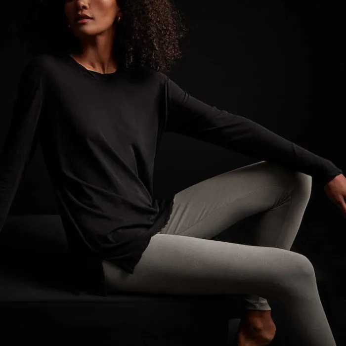 TShirts Women James Perse Long Sleeve High Gauge Jersey Tee Black