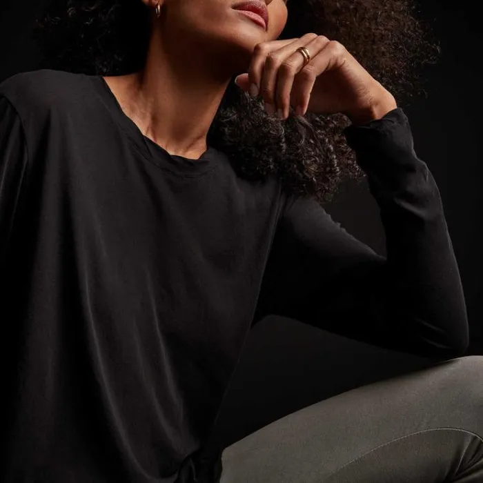 TShirts Women James Perse Long Sleeve High Gauge Jersey Tee Black