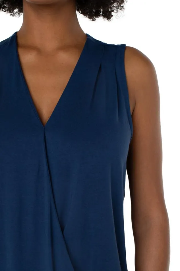TSHIRTS Women Liverpool Los Angeles SLEEVELESS VNECK DRAPE FRONT KNIT TOP Night Sky Blue