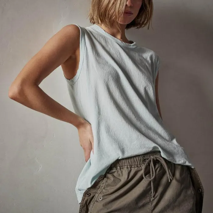 Tanks Women James Perse Crepe Jersey Muscle Crew Ocean Spray