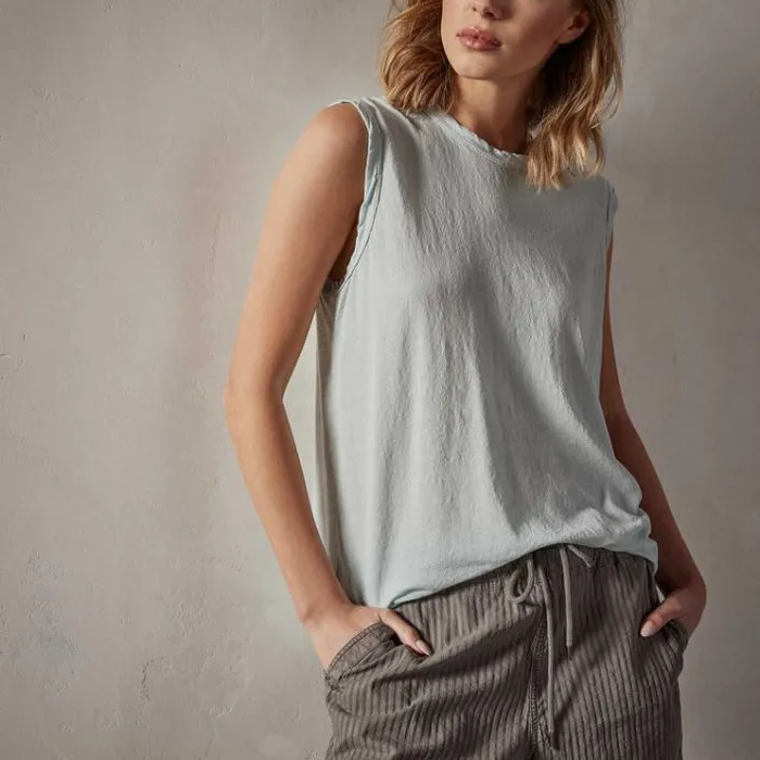 Tanks Women James Perse Crepe Jersey Muscle Crew Ocean Spray