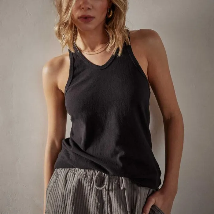 Tanks Women James Perse Cut Away Racer Back Tank Black