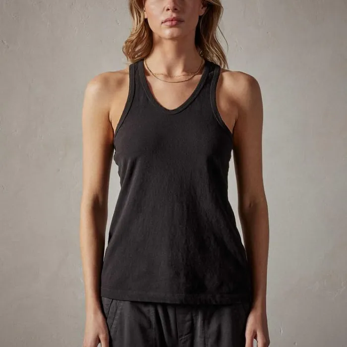 Tanks Women James Perse Cut Away Racer Back Tank Black