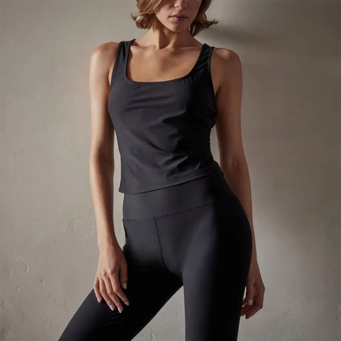 Tanks Women James Perse Square Neck Tank Black