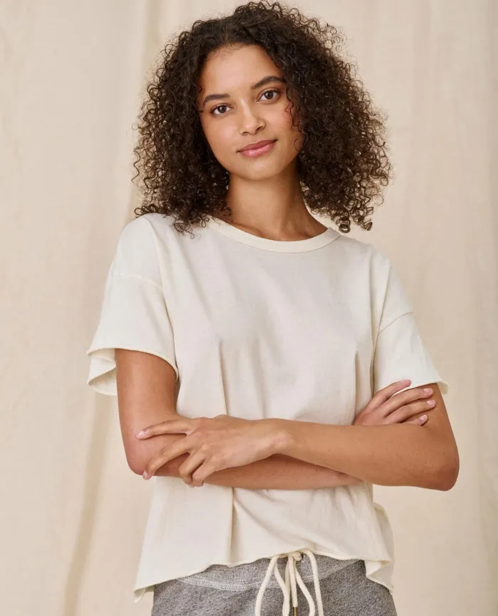 Tees Women The Great The Crop Tee Solid Washed White