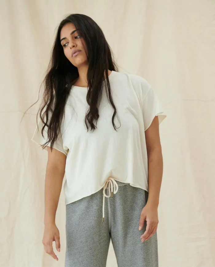 Tees Women The Great The Crop Tee Solid Washed White Tees Women The Great The Crop Tee Solid Washed White