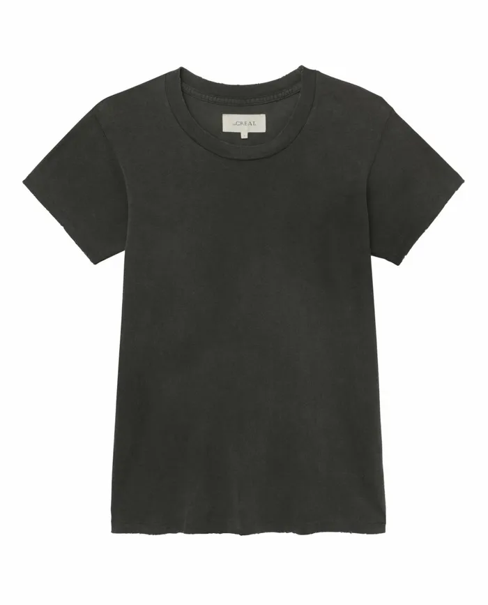 Tees Women The Great The Slim Tee Washed Black Tees Women The Great The Slim Tee Washed Black