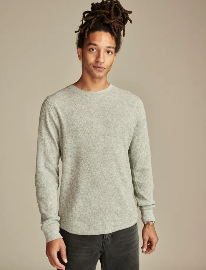 Thermal Crew Heather Grey Men Lucky Brand Shirts and Tops