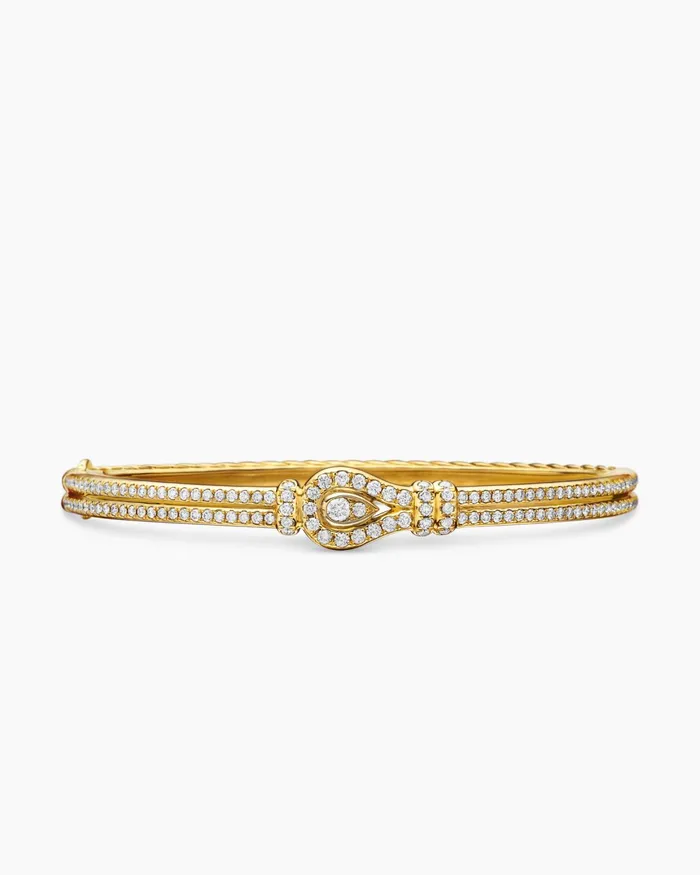 Thoroughbred Loop Bracelet In 18K Yellow Gold With Full Pav Diamonds 45mm Women David Yurman Bangle Thoroughbred Loop Bracelet In 18K Yellow Gold With Full Pav Diamonds 45mm Women David Yurman Bangle