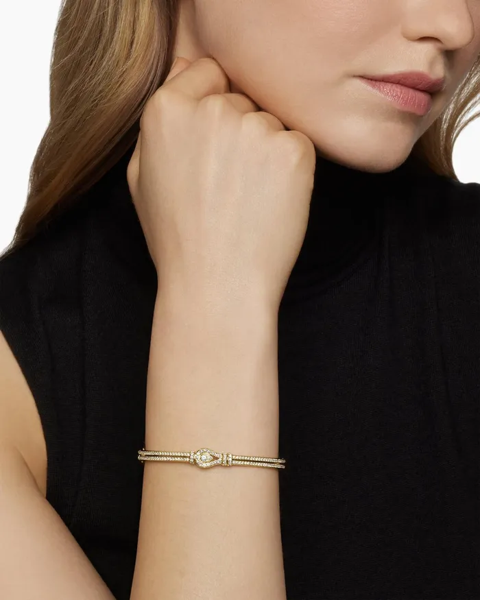 Thoroughbred Loop Bracelet In 18K Yellow Gold With Full Pav Diamonds 45mm Women David Yurman Bangle Thoroughbred Loop Bracelet In 18K Yellow Gold With Full Pav Diamonds 45mm Women David Yurman Bangle