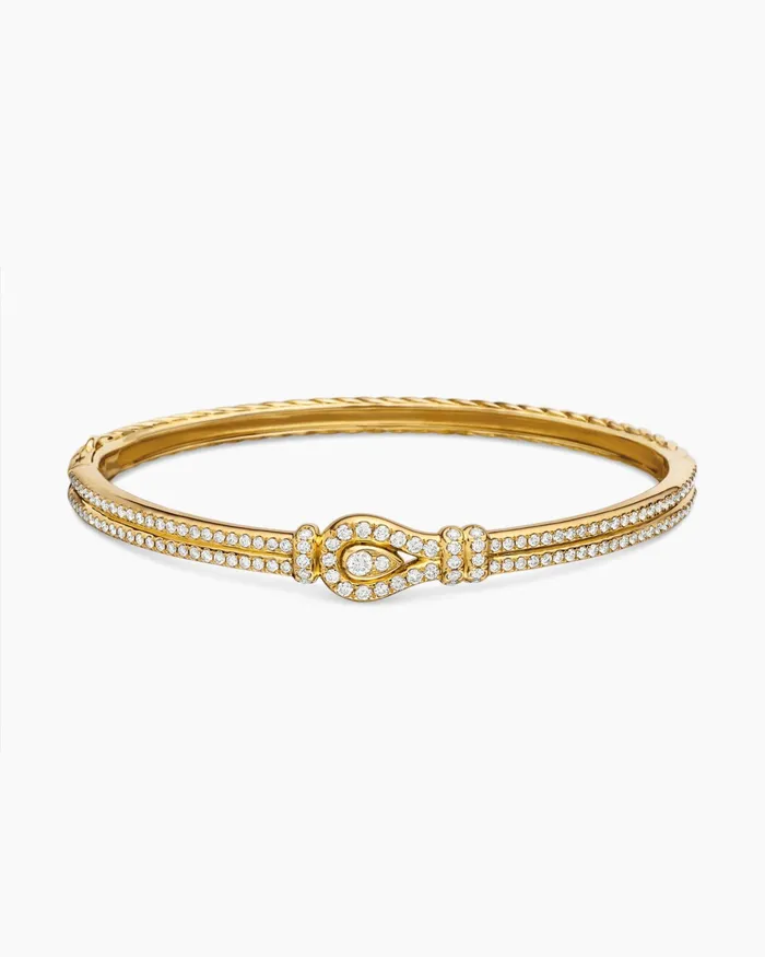 Thoroughbred Loop Bracelet In 18K Yellow Gold With Full Pav Diamonds 45mm Women David Yurman Bangle Thoroughbred Loop Bracelet In 18K Yellow Gold With Full Pav Diamonds 45mm Women David Yurman Bangle