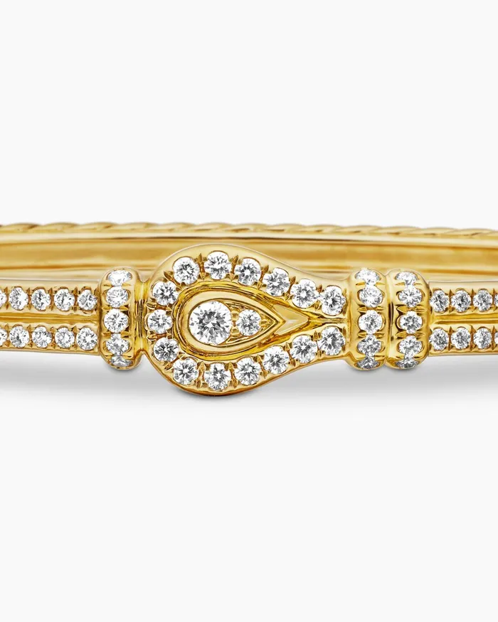 Thoroughbred Loop Bracelet In 18K Yellow Gold With Full Pav Diamonds 45mm Women David Yurman Bangle Thoroughbred Loop Bracelet In 18K Yellow Gold With Full Pav Diamonds 45mm Women David Yurman Bangle