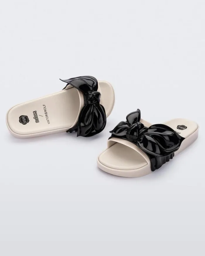 Tie Beach Beigeblack Women Melissa Slides