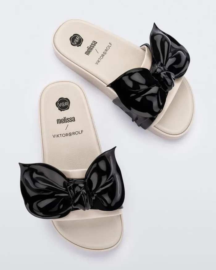 Tie Beach Beigeblack Women Melissa Slides