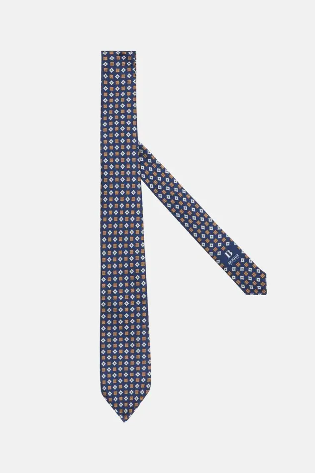 Ties Men Boggi Milano Patterned Silk Tie Navy 8211 Orange