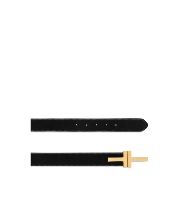 TOM FORD Belts Men SMOOTH LEATHER DOUBLE T BELT Black TOM FORD Belts Men SMOOTH LEATHER DOUBLE T BELT Black