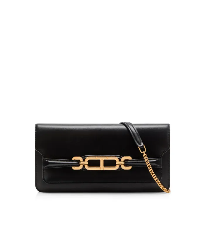 TOM FORD Clutches Women PALMELLATOEFFECT LEATHER WHITNEY EW SHOULDER BAG Black