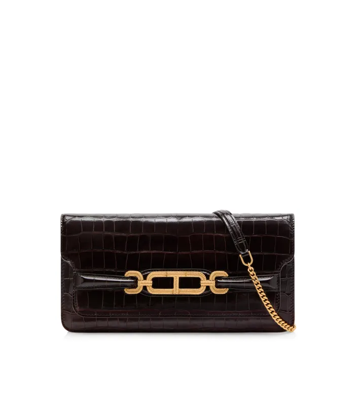 TOM FORD Clutches Women PRINTED CROC LEATHER WHITNEY EW SHOULDER BAG