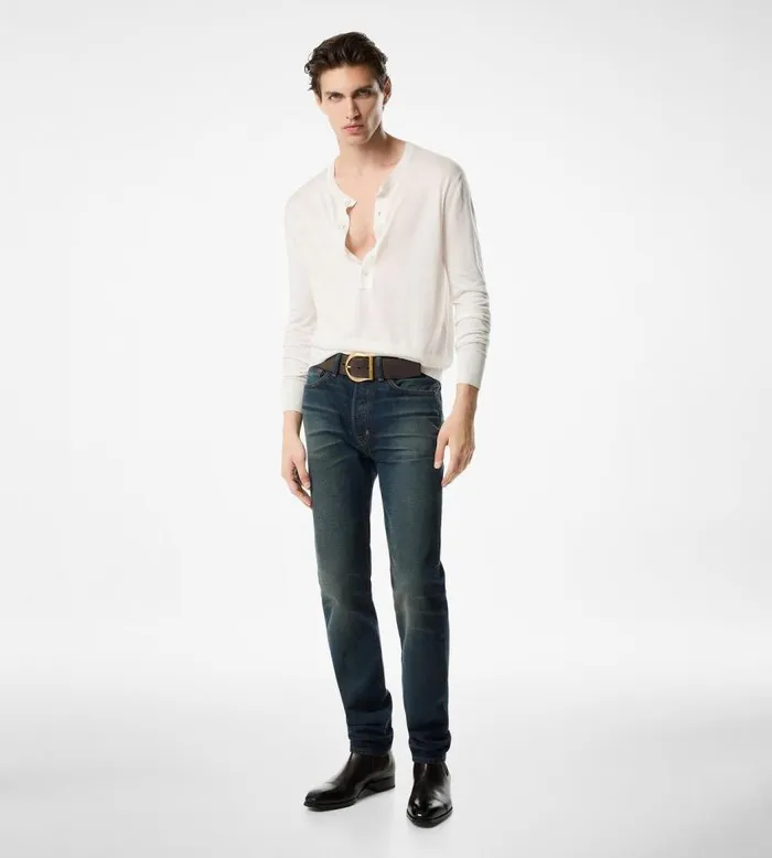 TOM FORD Denim Men AUTHENTIC SELVEDGE STANDARD FIT DENIM Strong Highlow Blue TOM FORD Denim Men AUTHENTIC SELVEDGE STANDARD FIT DENIM Strong Highlow Blue